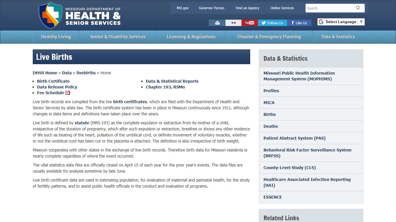 Live Birth Information | Health & Senior Services - Missouri